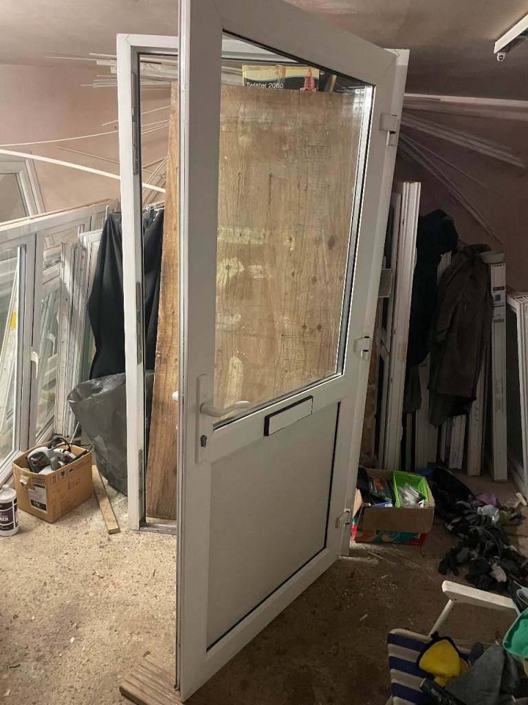 UPVC DOOR 205.5 x 102.5 cm - UPVC DOUBLE GLAZED DOOR **VERY WIDE** - CLEAR GLASS (REF: DX196)