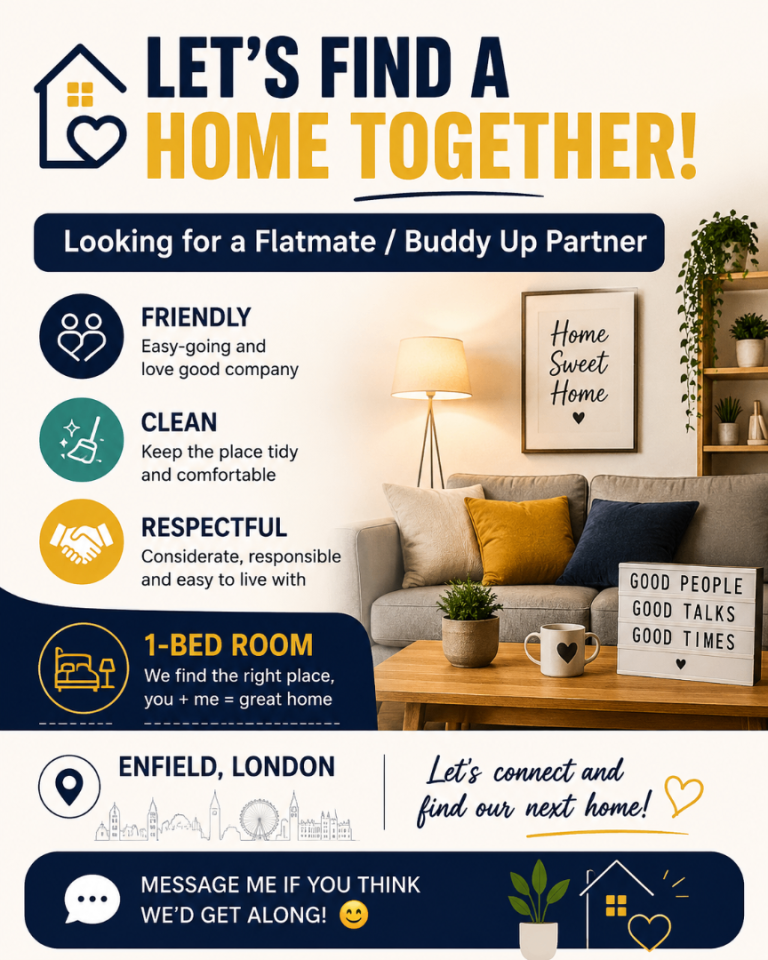 LET’S FIND A HOME TOGETHER! | Flatmate / Buddy Up Partner Wanted