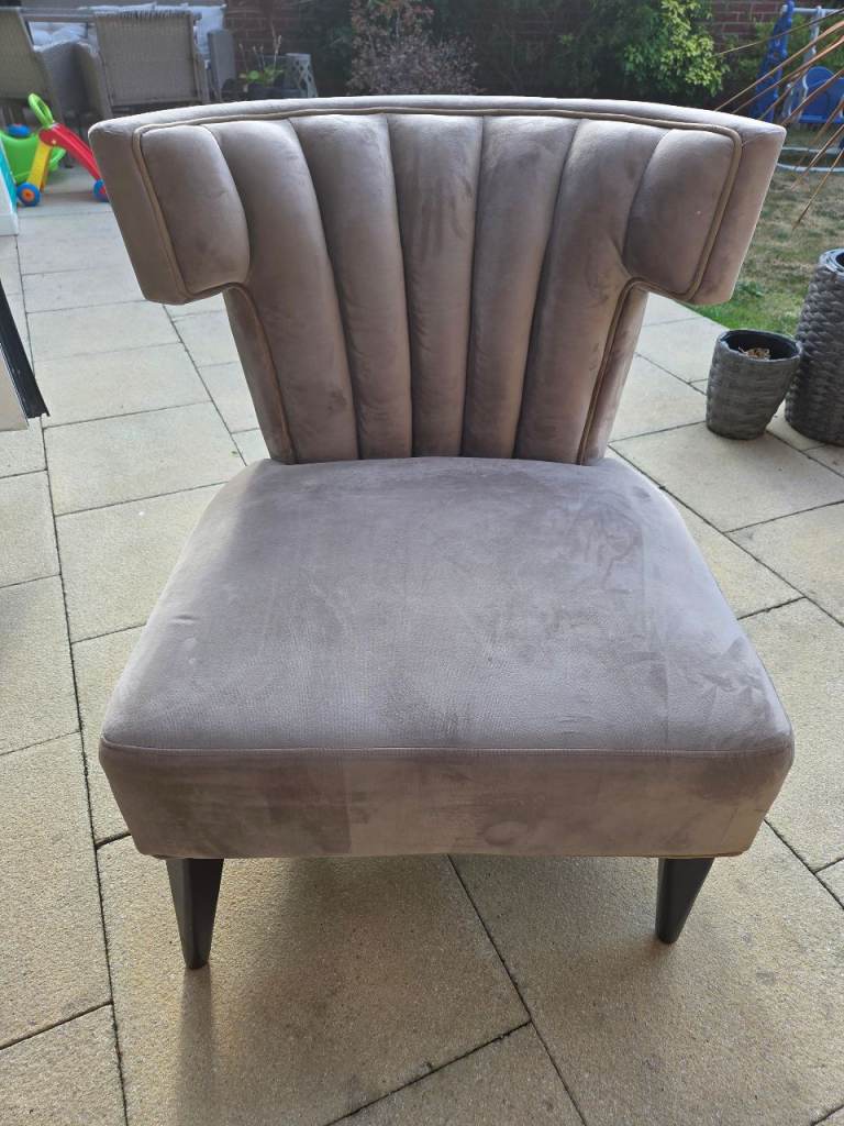 Grey Velvet Occasional Chair - Good Condition