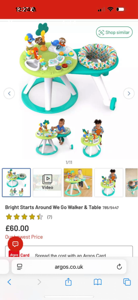 Baby bright stars around we go walker and table