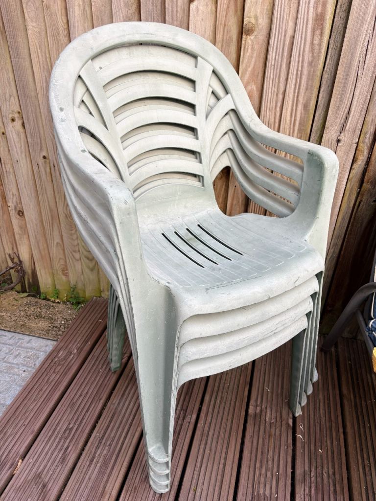 Stackable Plastic Garden Chairs - Set of 4 - FREE