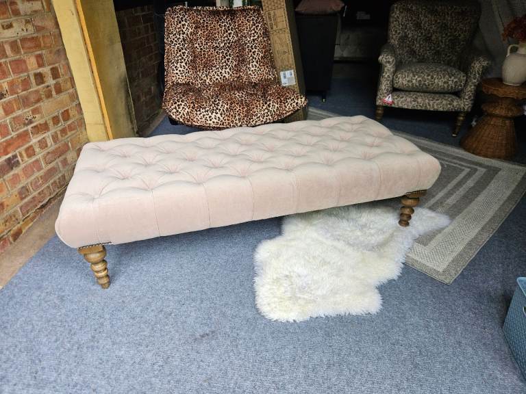 Valentin Large Footstool in Fawn Aquaclean Clever Velvet House of Fraser RRP£700
