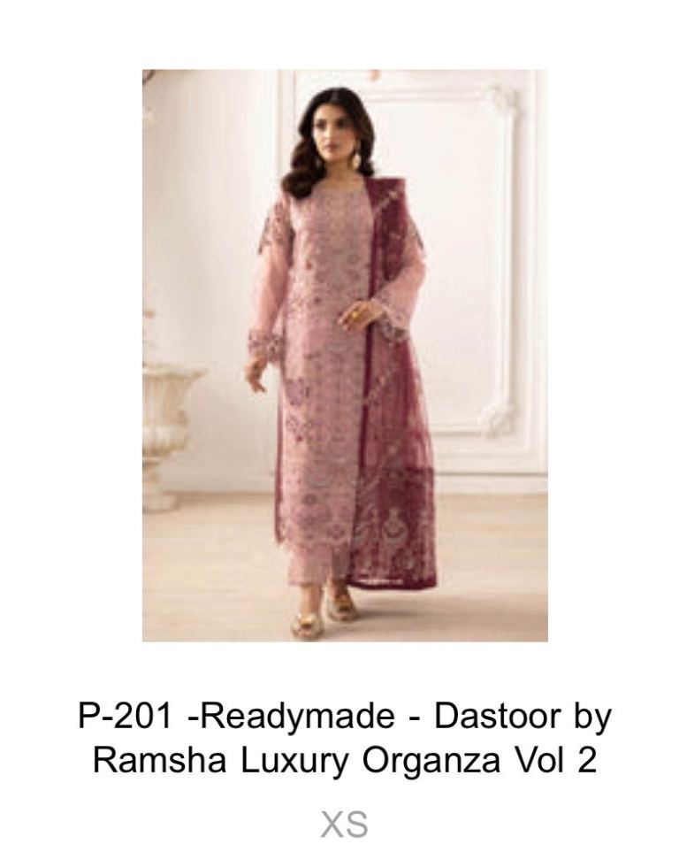 Ramsha Luxury Organza Vol 2 Readymade Dress /worn once  - Pink, Size XS