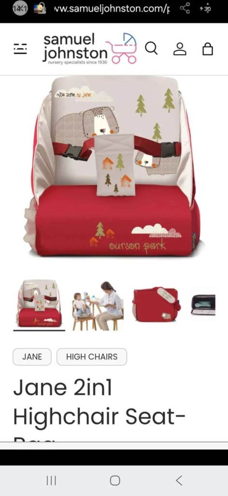 Jane 2-in-1 Highchair Seat-Bag – Red, Good Condition