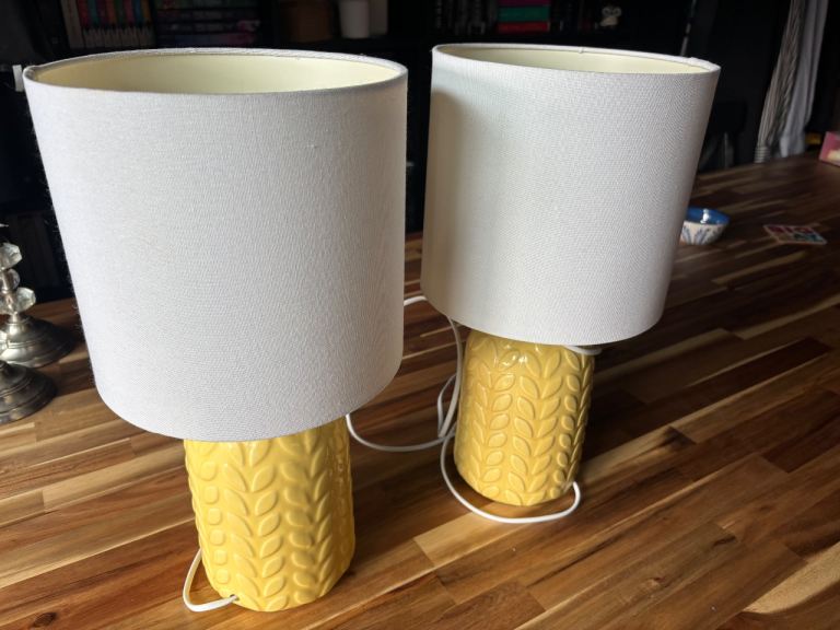 2 Yellow Lamps with Shades