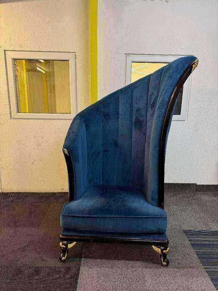 2 x Blue throne wedding shell harp velvet event chair sofa special occasion