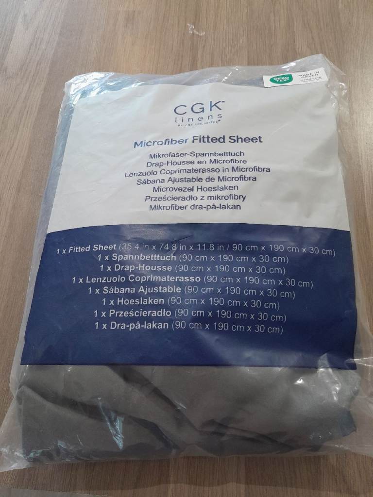 Brand New Grey Microfiber Bed Sheet 90cm x 190cm x30cm