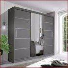 Oslo Sliding Wardrobe – 150cm – Black, Grey, White, Oak – Mirror Doors – Free UK Delivery