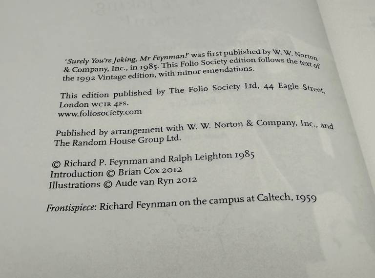  Surely You're Joking Mr Feynman by Richard Feynman The Folio Society 2012 VGC!