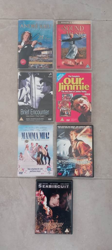 Bundle of 5 Cert U & PG DVDs - Various Films, Good Condition