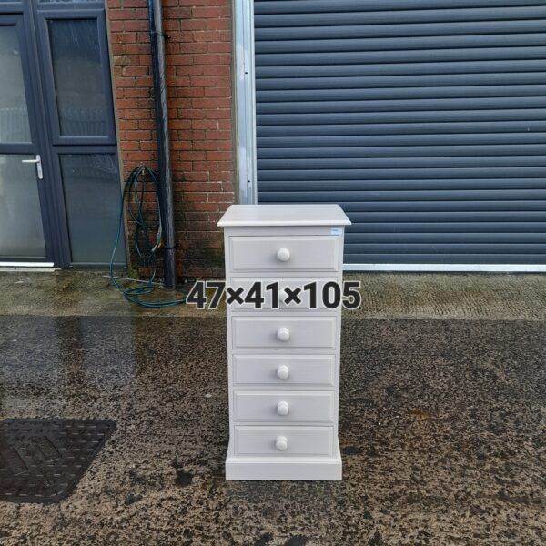 Solid pine painted 6 drawer tallboy 47cm x 41cm x 105cm, Ref:17261 £75.00