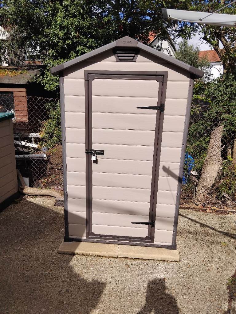 Compact Garden Shed – Beige Plastic, Good Condition