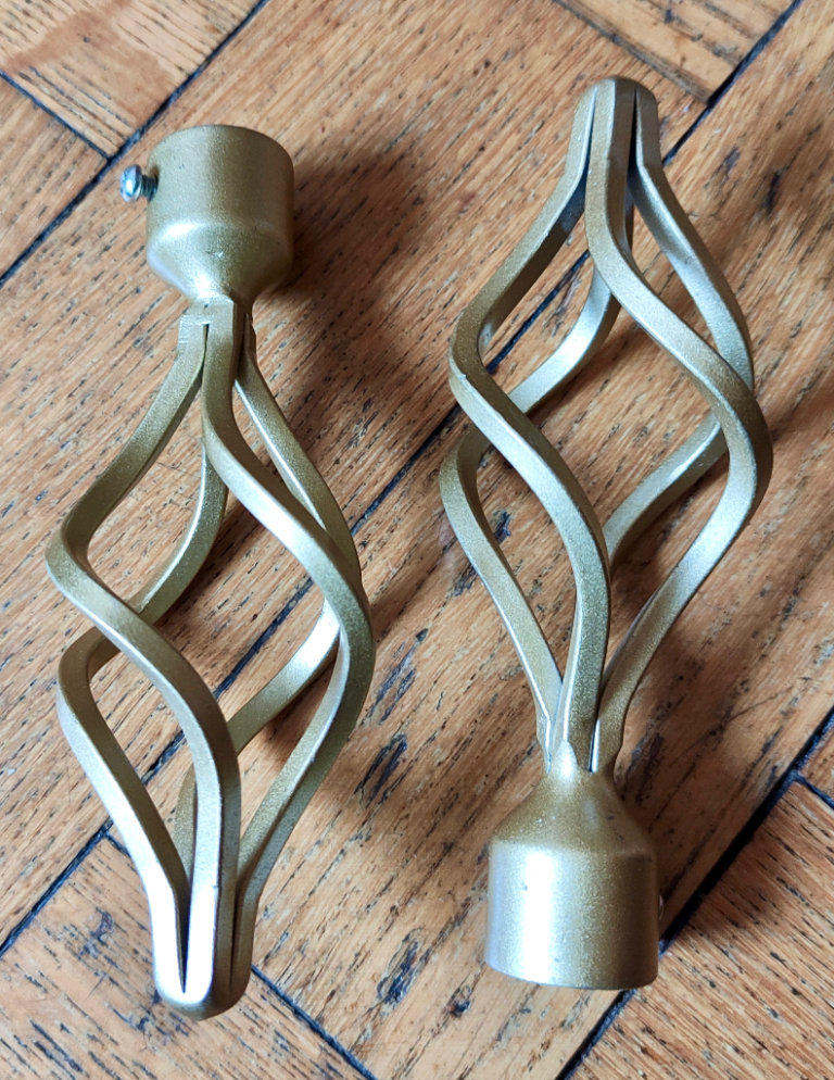 Brass Effect Roma Twist Curtain Pole Ends/Finials 