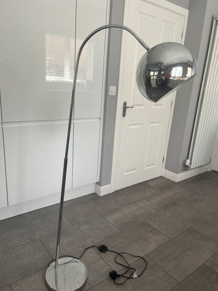 Stylish Chrome Arc Floor Lamp with Spherical Shade