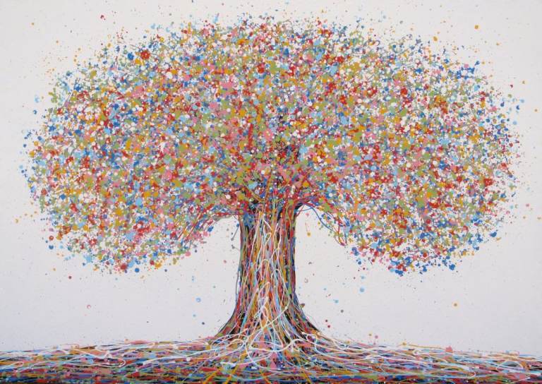 Abstract Modern Wall Art Tree of Life 159x112cm Huge Red Green Big Canvas Painting | Free Delivery