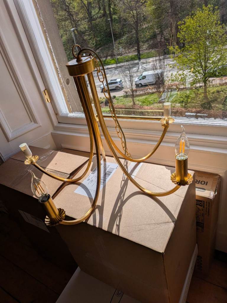 John Lewis Belle 5 Light Ceiling Light, Stunning Gold Leaf - RRP £225 - Brand New