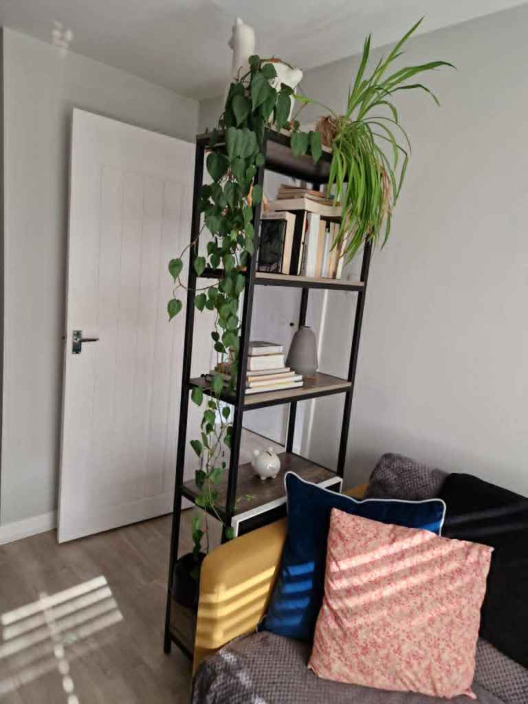 Modern Black Metal and Wood Effect Bookcase / Shelving Unit