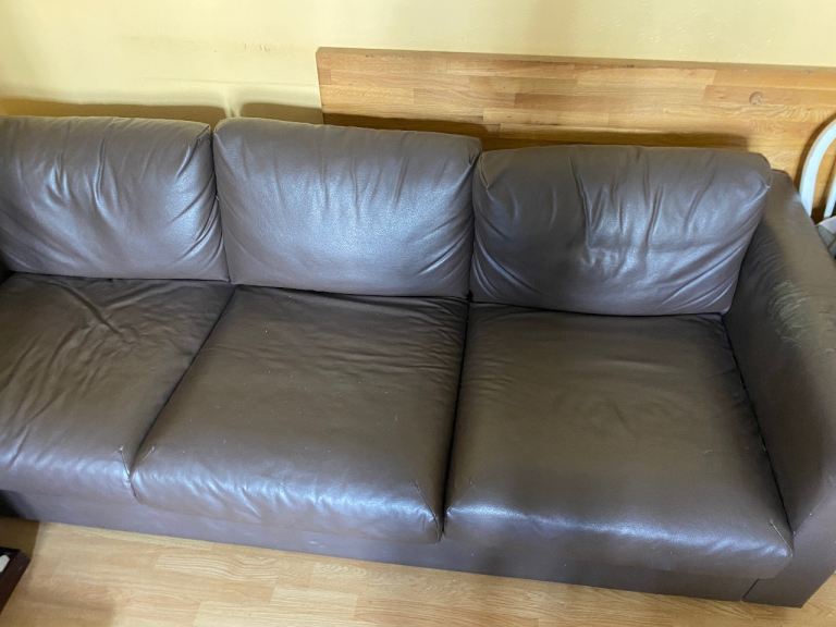 FREE BROWN FAUX LEATHER SOFAS