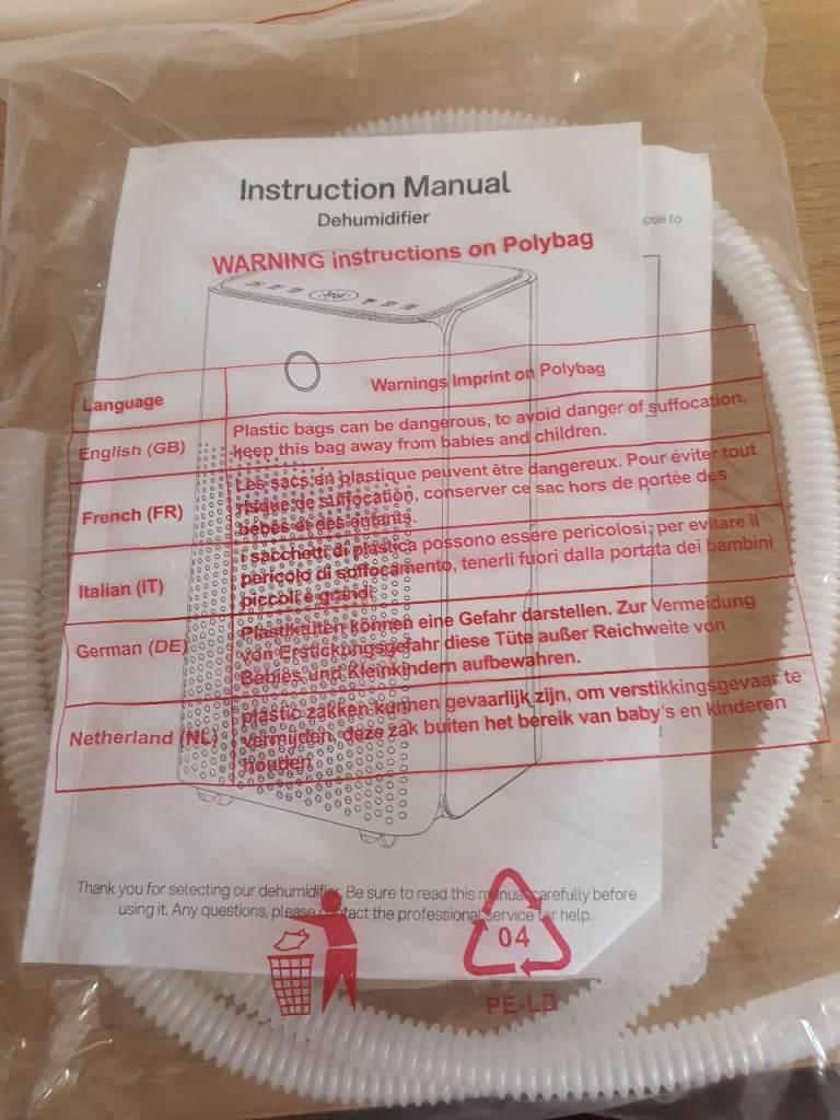  Dehumidifier with Manual and Hose 12 litre