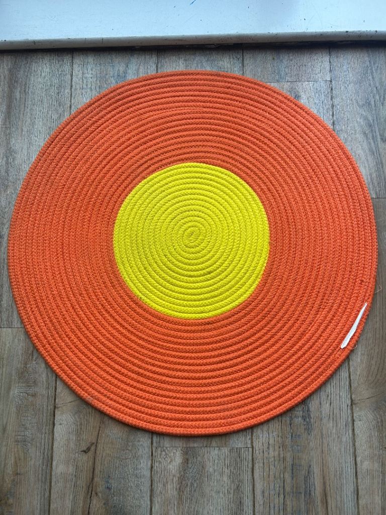 IKEA Stickat Round Braided Orange & Yellow Rug