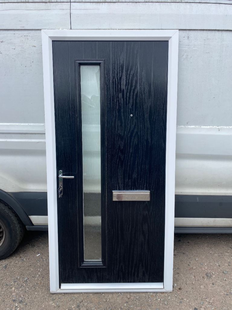 Used Upvc Black Front Composite Door 