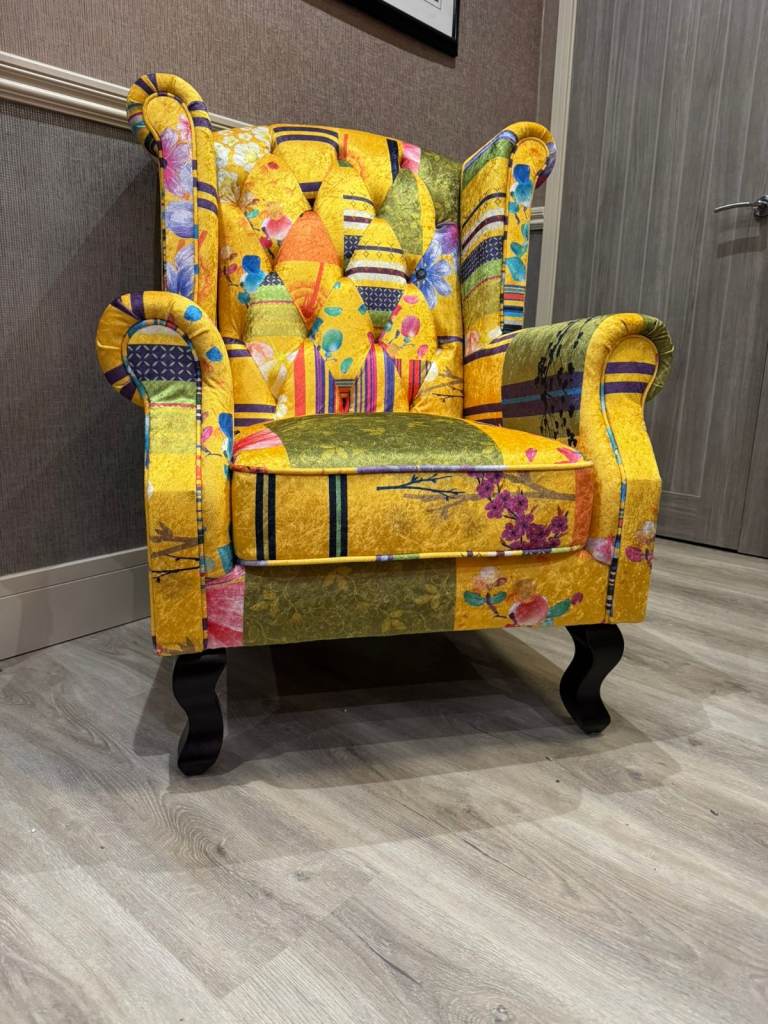 Yellow Wingback Chair from Wayfair.