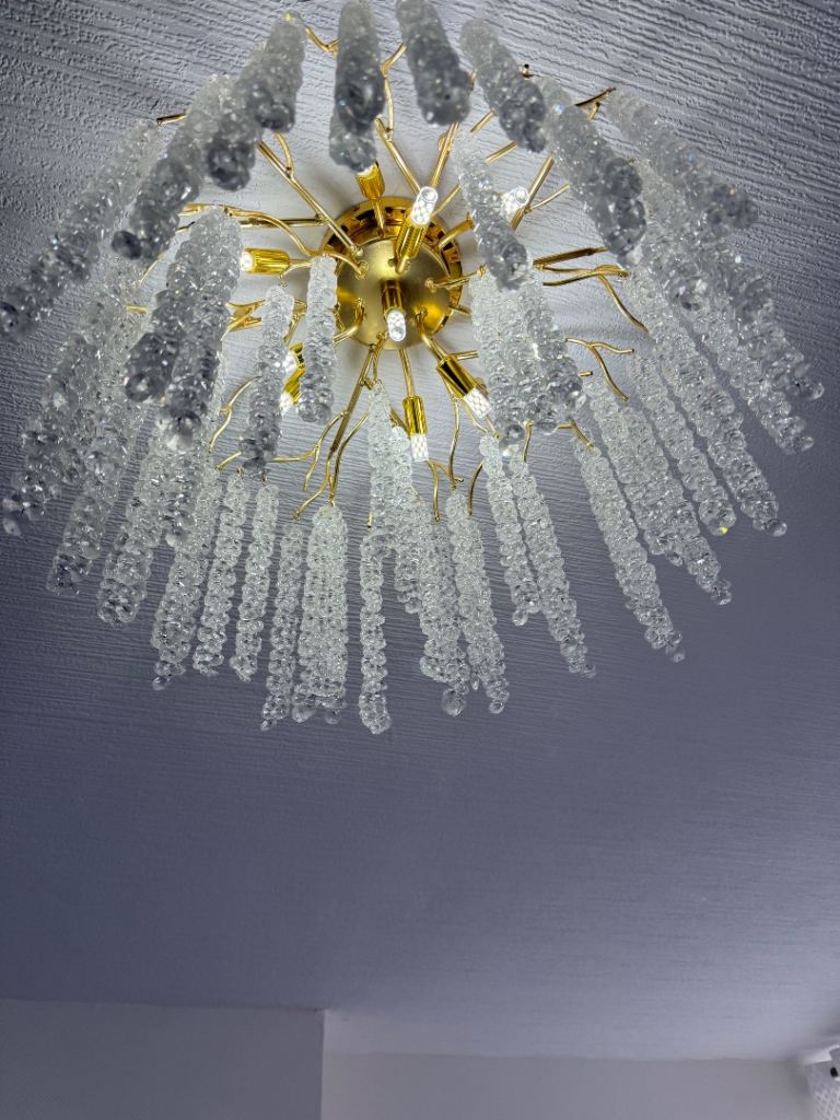 Stylish Gold & Clear Glass Sputnik Chandelier Ceiling Light