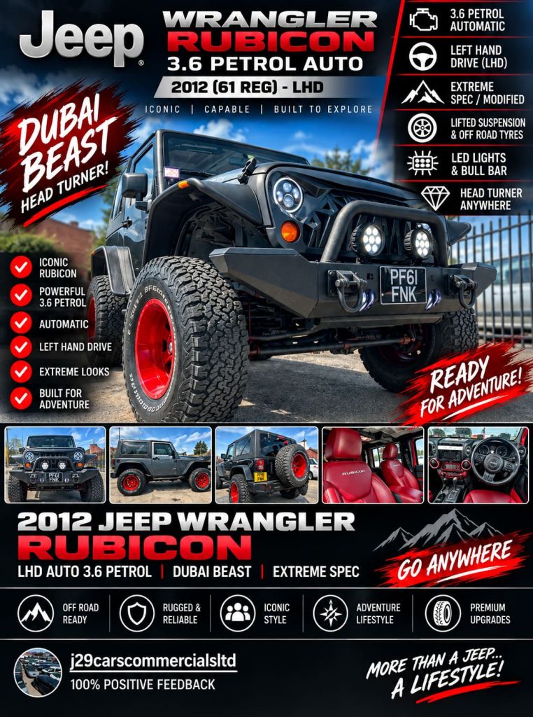 2012 JEEP WRANGLER RUBICON EXTREME LHD AUTO 3.6 PETROL DUBAI BEAST HEAD TURNER