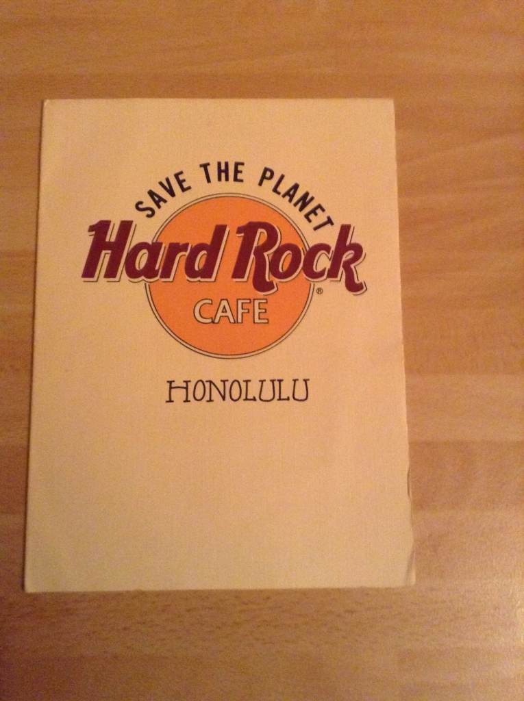 Hard Rock Cafe Honolulu 'Save the Planet' Flyer - Menu