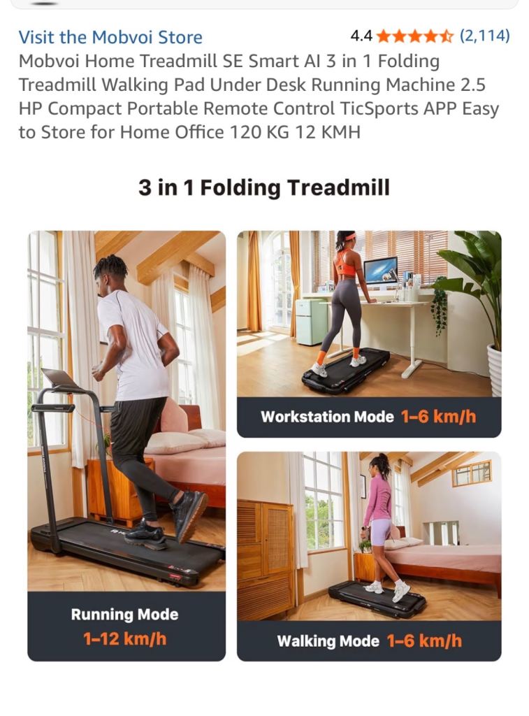 Mobvoi Home Treadmill SE Smart AI 3-in-1 Folding Walking Pad