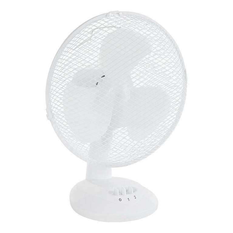 image for 9 Inch Desk Fan 30W White 2 Speed Oscillating with Tilt Adjustment - 220-240V.POST OR COLLECT!
