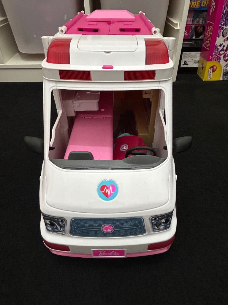 Barbie Ambulance and Hospital Playset, Emergency Vehicle with Lights and Sounds Transforms into Care