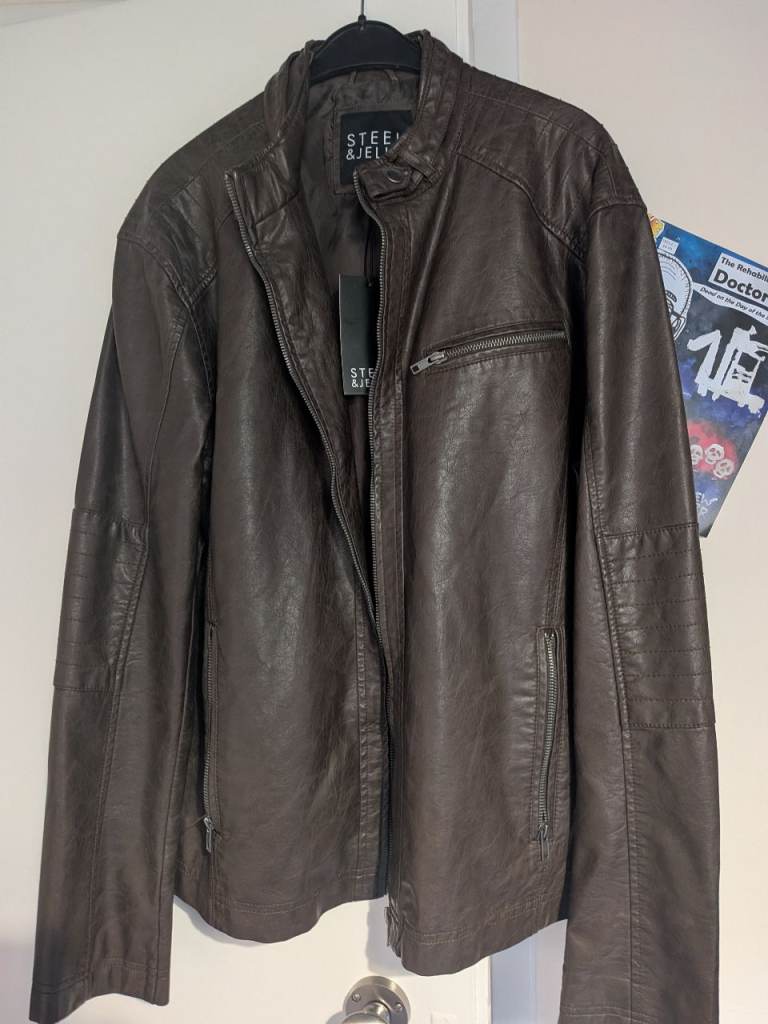 Brand new brown leather Jacket size large 