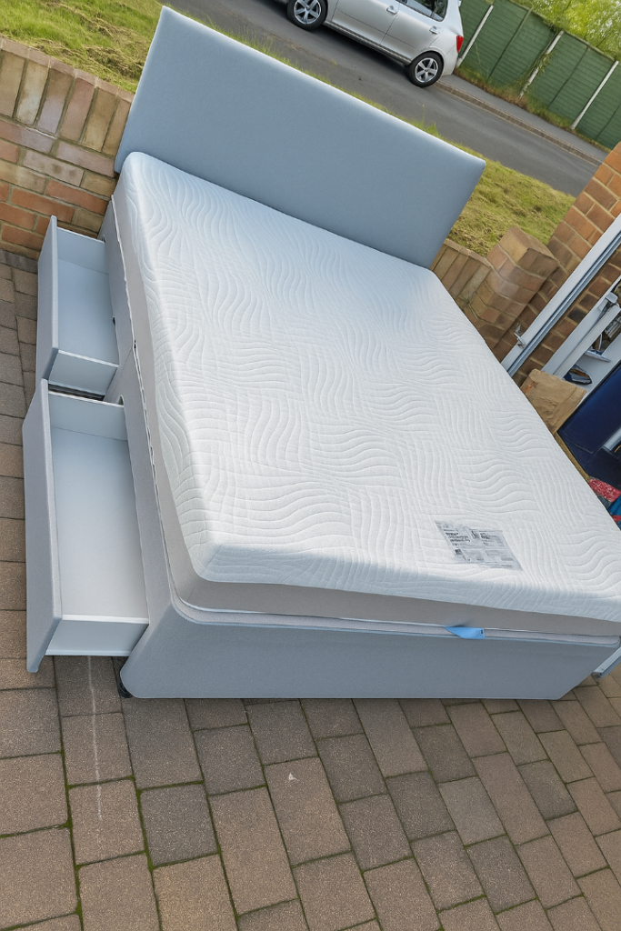 image for Space-Optimized Divan Bed with Storage Drawers Perfect for Small Bedroom Designs 