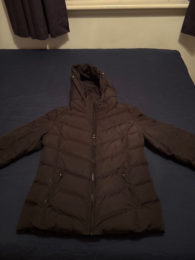 Women's Black Puffer Jacket with Hood – Good Condition