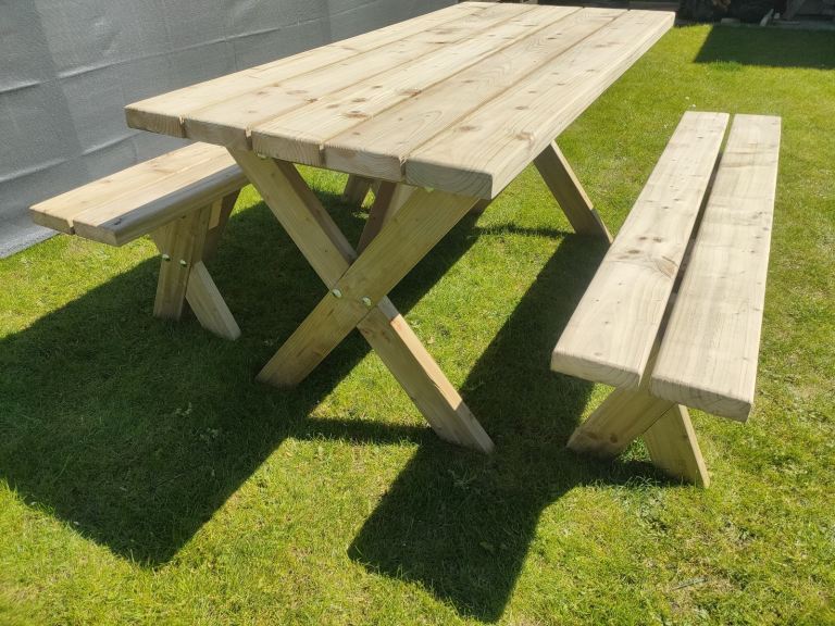 Picnic tables, summer seats, planters