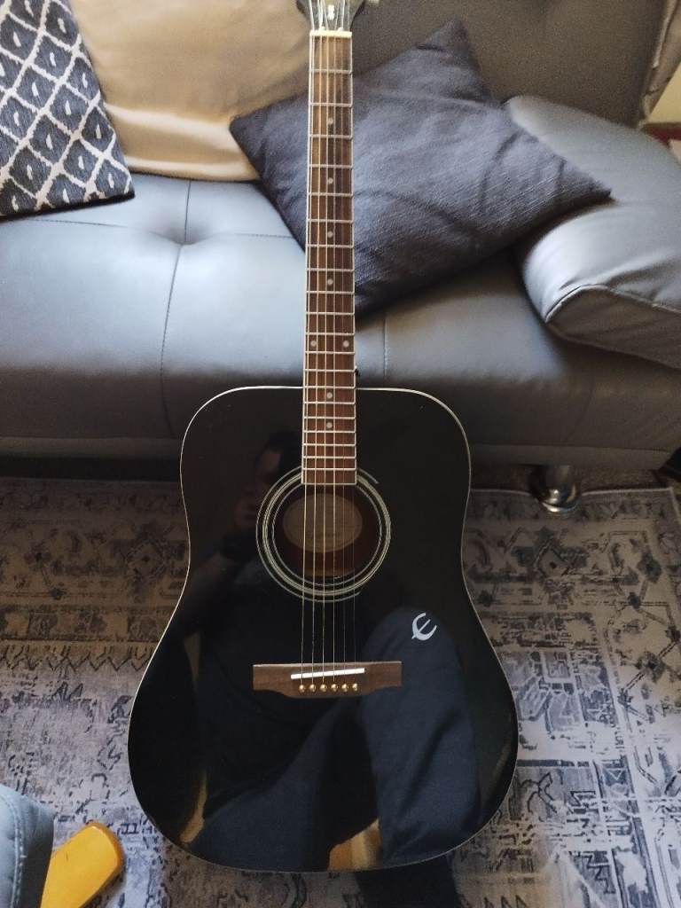 Epiphone Acoustic Guitar – Black, Good Condition