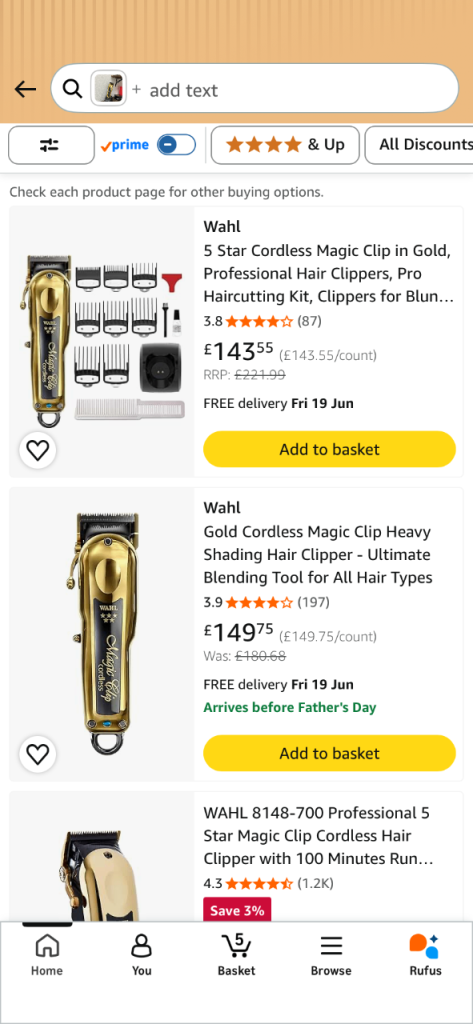 Wahl Gold Cordless Magic Clip Hair Clippers – Good Condition