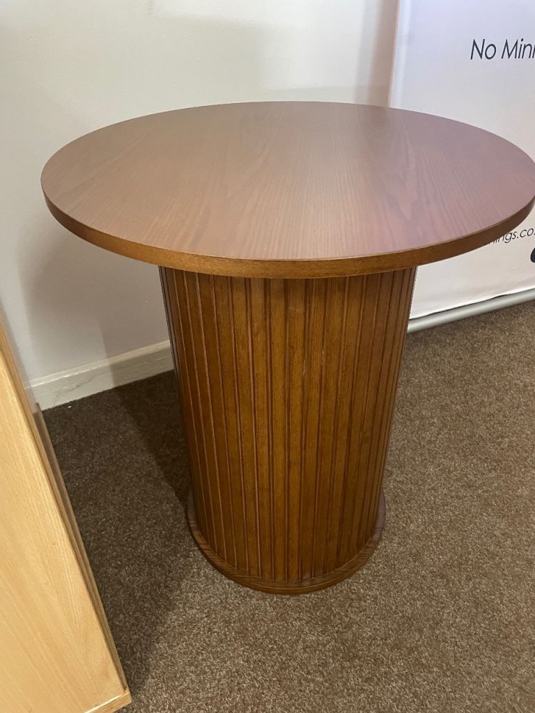 Walnut Fluted Lamp Table - Brand New