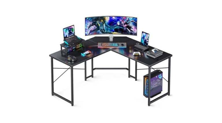 Brand New L-Shaped Gaming Desk – Black Metal Frame