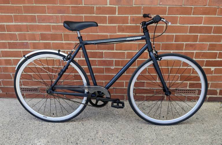 Mongoose Maurice Singlespeed Bicycle – Large | Rear Mudguard | Upgraded Bars | Flat Bar Urban Bike