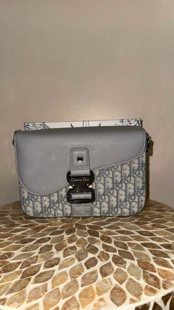 Dior Saddle Bag – Grey Leather and Canvas