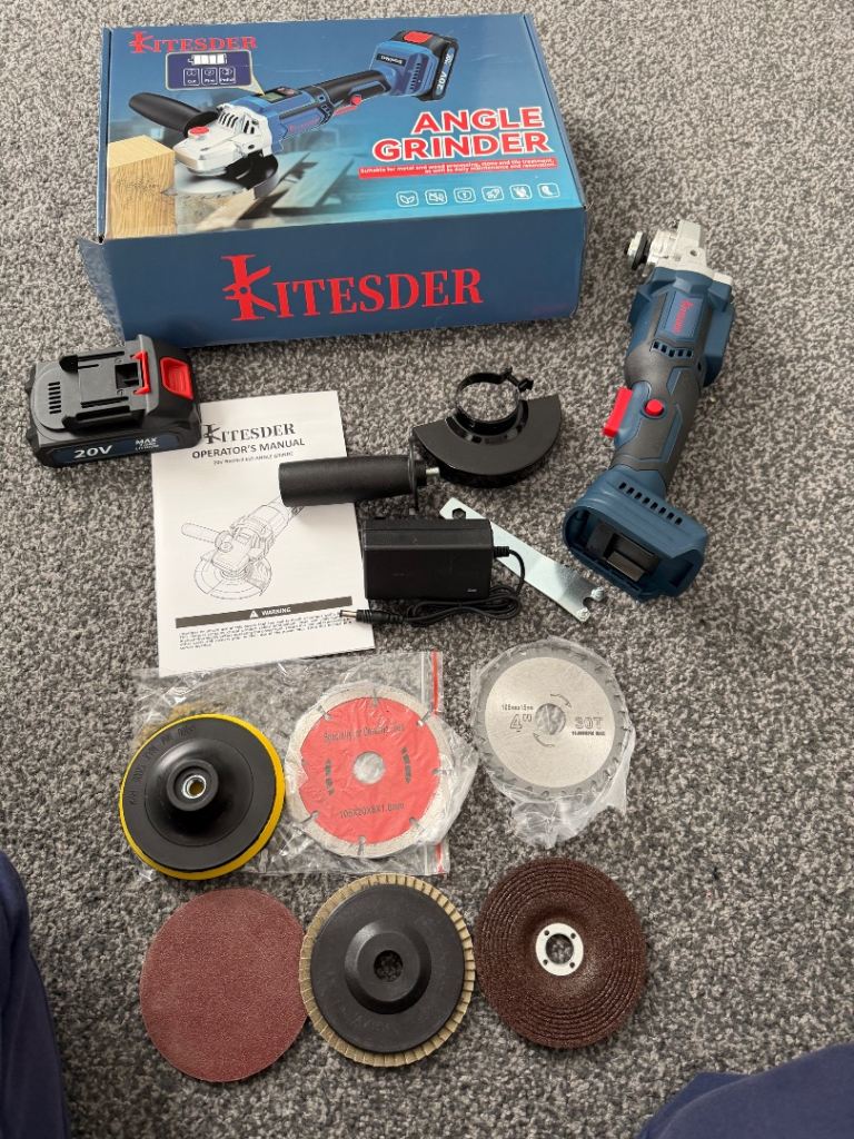 KITESDER Cordless Angle Grinder Kit – Brand New