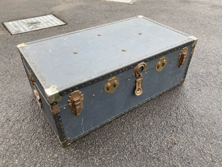 VERY OLD PACKING TRUNK - COULD DO WITH SOME TLC OR UPCYCLING - please study all photos for sizes
