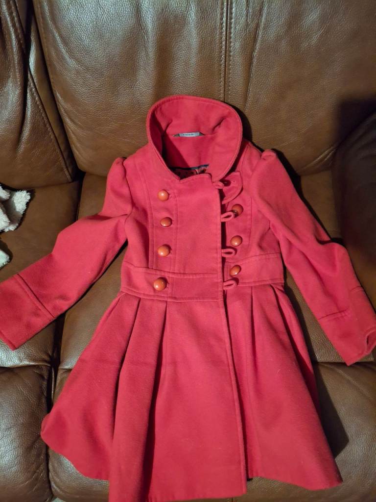 Stylish George Red Girls Coat 4-5 Years, New