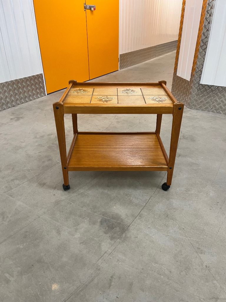 Danish teak tiled drinks trolley (delivery available)