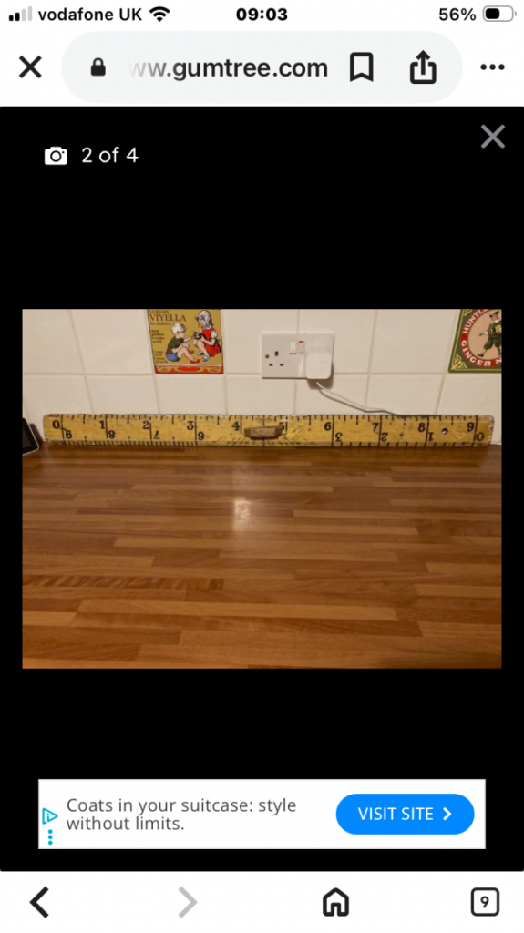 Vintage Wooden Ruler Shop Prop