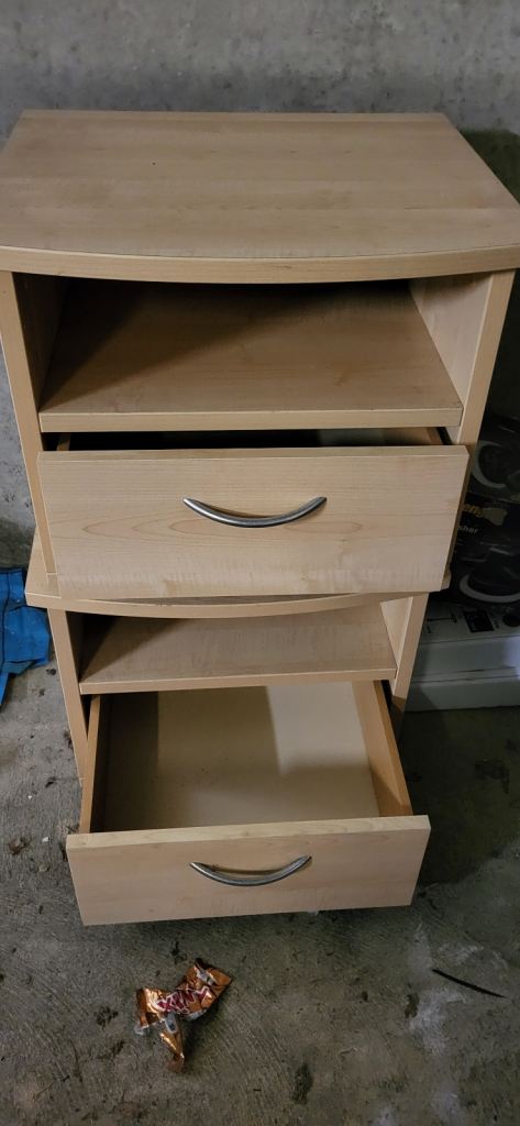 Ikea Light Wood Bedside Tables with Single Drawer and Shelf