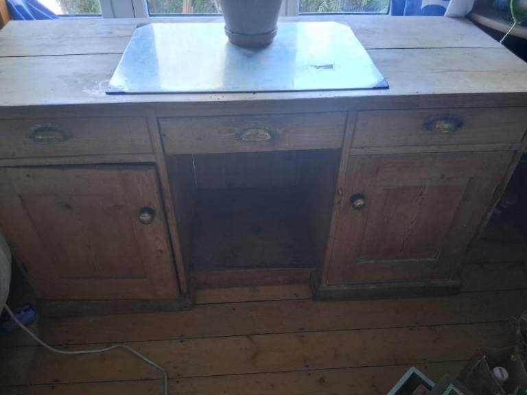Pine Sideboard with Drawers and Cupboards – Fair Condition