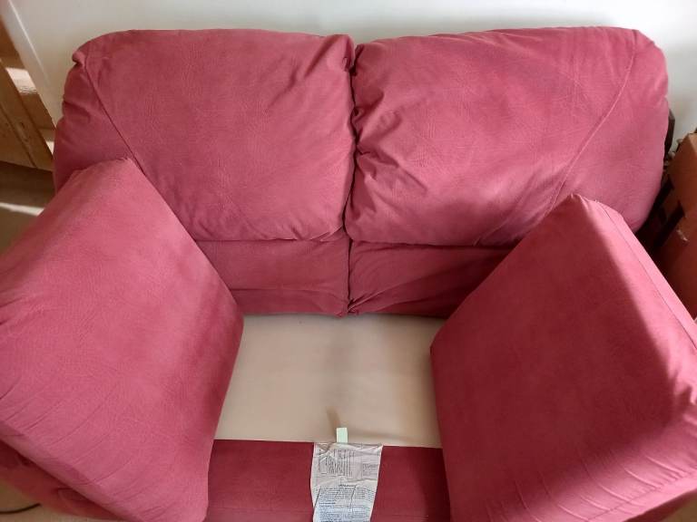 Free to collector - Crushed Strawberry Pink 2 seater slouch sofa 